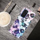 Voor OnePlus 9 Pro schokbestendig geverfd transparant TPU beschermhoes (Starry Chrysanthemum)