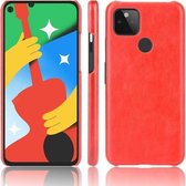 Voor Google Pixel 5 schokbestendige Litchi-textuur pc + PU-hoes (rood)