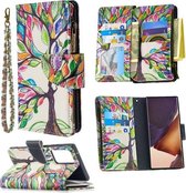 Voor Samsung Galaxy Note20 Ultra 5G Gekleurde Tekening Patroon Rits Horizontale Flip Lederen Case met Houder & Kaartsleuven & Portemonnee (Boom)
