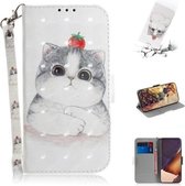 Voor Samsung Galaxy Note20 Ultra 3D Gekleurde Tekening Horizontale Flip Leren Case met Houder & Kaartsleuven & Portemonnee & Lanyard (Leuke Kat)