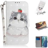 Voor Samsung Galaxy Note20 3D Gekleurde Tekening Horizontale Flip Leren Case met Houder & Kaartsleuven & Portemonnee & Lanyard (Leuke Kat)