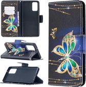 Voor Samsung Galaxy Note20 Gekleurde Tekening Patroon Horizontale Flip Leren Case met Houder & Kaartsleuven & Portemonnee (Grote Vlinder)