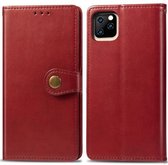 Retro lederen gesp in effen kleur Leren beschermhoes voor mobiele telefoon met fotolijst & kaartsleuf & portemonnee & beugelfunctie voor iPhone 11 Pro (rood)