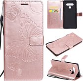 Voor LG Stylo 6 3D Vlinder Reliëfpatroon Horizontale Flip Leren Case met Houder & Kaartsleuf & Portemonnee & Lanyard (Rose Goud)