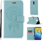 Windgong Uil Embossing Patroon Horizontale Flip Leren Case met Houder & Kaartsleuven & Portemonnee Voor LG Q Stylo 5 (Groen)