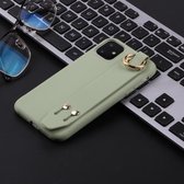 Voor iPhone 11 Pro Max schokbestendig TPU-hoesje in effen kleur met polsband (erwtgroen)