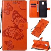 Voor Xiaomi Redmi Note 9 Pro 3D Vlinders Embossing Patroon Horizontale Flip Leren Case met Houder & Kaartsleuf & Portemonnee (Oranje)