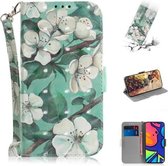 Voor Samsung Galaxy F41 3D Gekleurde Tekening Horizontale Flip Leren Case met Houder & Kaartsleuven & Portemonnee & Lanyard (Aquarel Bloem)