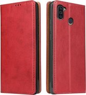 Voor Samsung Galaxy M11 Fierre Shann PU lederen textuur horizontale flip lederen tas met houder & kaartsleuven & portemonnee (rood)