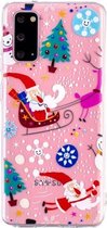 Voor Samsung Galaxy S20 Christmas Pattern TPU Protective Cas (Pink Deer Santa Claus)