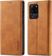 Voor Samsung Galaxy S20 Ultra LC.IMEEKE Sterk magnetisme Ultradunne horizontale flip schokbestendig Matte TPU + PU lederen tas met houder & kaartsleuven & portemonnee (bruin)