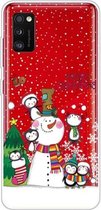 Voor Samsung Galaxy A41 Christmas Series Clear TPU beschermhoes (Penguin Family)