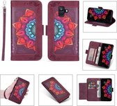 Voor Samsung Galaxy A6 (2018) Afdrukken Tweekleurig half mandala-patroon Dubbelzijdige magnetische gesp Horizontale flip lederen tas met houder & kaartsleuven & portemonnee & fotolijst & lany