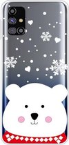 Voor Samsung Galaxy M51 Christmas Series Clear TPU beschermhoes (Chubby White Bear)