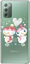 Voor Samsung Galaxy Note20 Christmas Series Clear TPU beschermhoes (paar sneeuwpop)