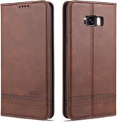 Voor Samsung Galaxy S8 AZNS Magnetische Kalfsstructuur Horizontale Flip Leren Case met Kaartsleuven & Houder & Portemonnee (Donkerbruin)