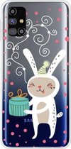 Voor Samsung Galaxy M31s Trendy Leuke Kerst Patroon Case Clear TPU Cover Telefoon Gevallen (Gift Konijn)