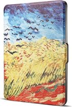 Van Gogh Olieverf Print Horizontale Flip PU Lederen Beschermhoes voor Amazon Kindle Paperwhite 1 & 2 & 3 met Sleep / Wake-up