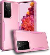 Voor Samsung Galaxy S21 Ultra 5G TPU + PC schokbestendige beschermhoes (roze)