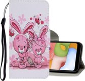 Voor Samsung Galaxy A20s Gekleurde Tekening Patroon Horizontale Flip PU Lederen Case met Houder & Kaartsleuven & Portemonnee & Lanyard (schattig Konijn)