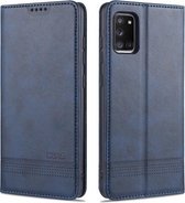 Voor Samsung Galaxy A41 AZNS Magnetische Kalfsstructuur Horizontale Flip Leren Case met Kaartsleuven & Houder & Portemonnee (Donkerblauw)