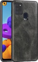 Voor Samsung Galaxy A21s Crazy Horse Getextureerd Kalfsleer PU + PC + TPU Case (Groen)