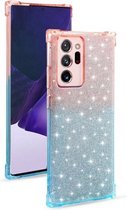 Voor Samsung Galaxy Note20 gradiënt glitter poeder schokbestendig TPU beschermhoes (oranje blauw)