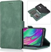 Voor Samsung Galaxy A40 Retro Magnetische Sluiting Horizontale Flip Leren Case met Houder & Kaartsleuven & Fotolijst & Portemonnee (Donkergroen)