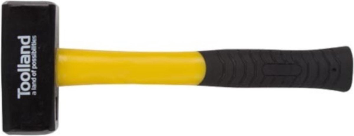 Toolland Moker, stalen kop 1500 g, glasvezelsteel voor kacht & duurzaamheid, geel/zwart