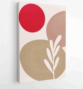 Earth tone natural colors foliage line art boho plants drawing with abstract shape 2 - Moderne schilderijen – Vertical – 1912771906 - 80*60 Vertical