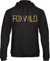 Hoodie Foxwild | Zwart met gouden opdruk | Maat L | Trui - Sweater - Capouchon | Massa is kassa - Peter Gillis - Foxwild word ik er van! | Stickertoko.nl