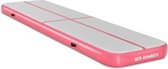 Gymrex Opblaasbare gymnastiekmat - 400 x 100 x 20 cm - 170 kg - grijs/roze