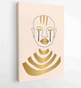 Abstract gold wall arts vector collection. Earth tones organic shape Art design for poster, print, cover, wallpaper, Minimal and natural wall art. 2 - Moderne schilderijen – Vertic