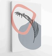 Palm leaves wall art vector set. Earth tone boho foliage line art drawing with abstract shape. 3 - Moderne schilderijen – Vertical – 1870962286 - 40-30 Vertical