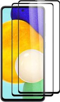 Full cover Screenprotector Geschikt voor Samsung Galaxy A52 5G Screenprotector Galaxy A52 5G gehard glas Zwart - 2 Stuks