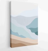 Earth tones landscapes backgrounds set with moon and sun. Abstract Arts design for wall framed prints, canvas prints, poster, home decor, cover, wallpaper. 2 - Moderne schilderijen