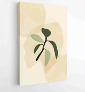 Botanical wall art vector set. Earth tone boho foliage line art drawing with abstract shape. 1 - Moderne schilderijen – Vertical – 1877889409 - 115*75 Vertical