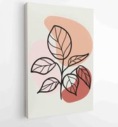 Botanical wall art vector set. Earth tone boho foliage line art drawing with abstract shape. 4 - Moderne schilderijen – Vertical – 1888031890 - 80*60 Vertical