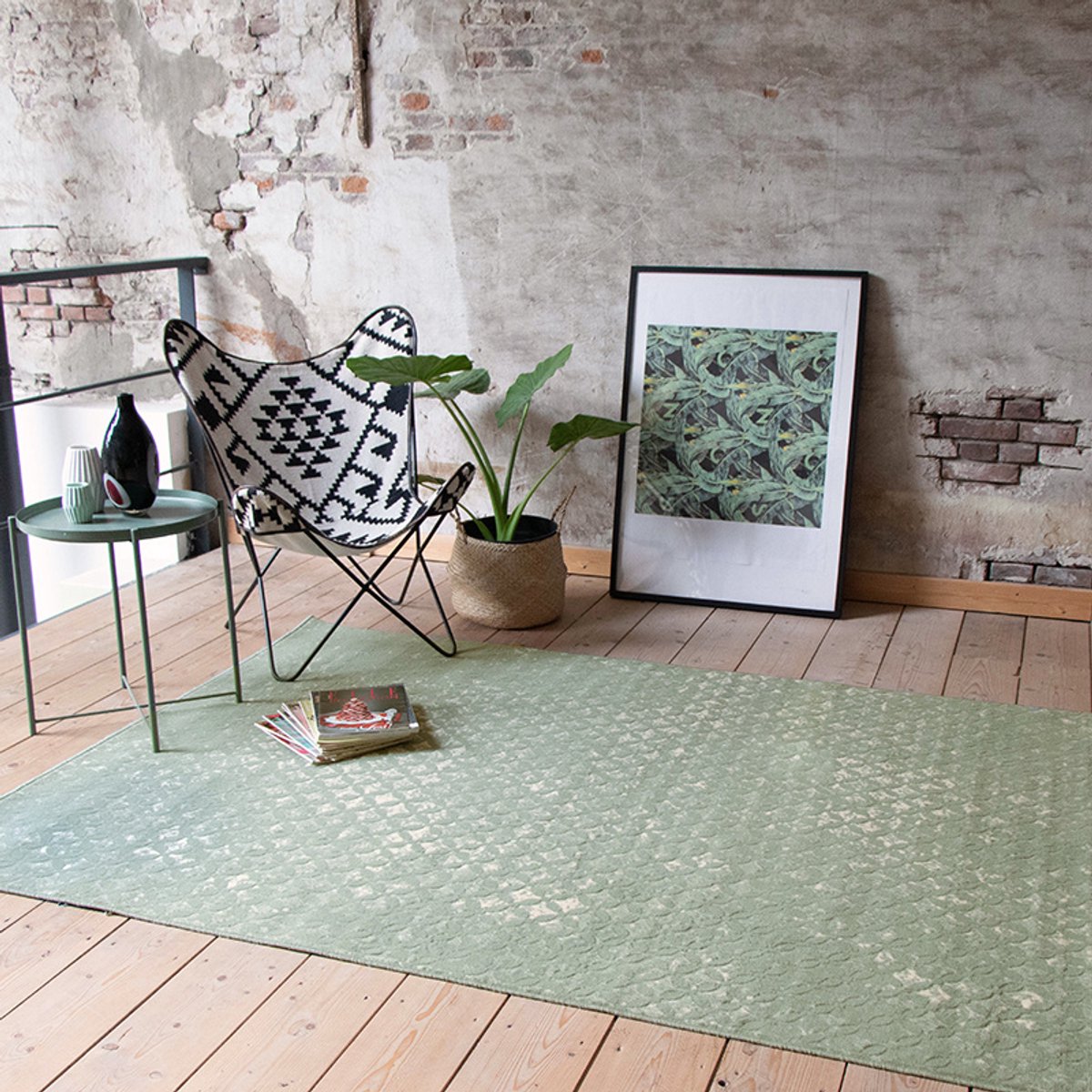 Fraai Vintage vloerkleed - Wonder Rustic Groen - 140x190cm