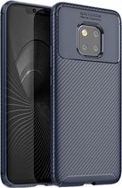 Huawei Mate 20 Pro Hoesje - Mobigear - Racing Serie - TPU Backcover - Blauw - Hoesje Geschikt Voor Huawei Mate 20 Pro