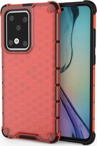 Huawei P40 Hoesje - Mobigear - Honeycomb Serie - Hard Kunststof Backcover - Rood - Hoesje Geschikt Voor Huawei P40