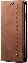 OPPO Find X2 Hoesje - Mobigear - Denim Serie - Kunstlederen Bookcase - Bruin - Hoesje Geschikt Voor OPPO Find X2