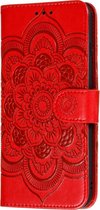 Huawei P40 Lite Hoesje - Mobigear - Mandala Serie - Kunstlederen Bookcase - Rood - Hoesje Geschikt Voor Huawei P40 Lite