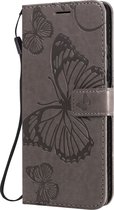 Samsung Galaxy S10 Lite Hoesje - Mobigear - Butterfly Serie - Kunstlederen Bookcase - Grijs - Hoesje Geschikt Voor Samsung Galaxy S10 Lite