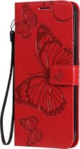 Apple iPhone 12 Pro Max Hoesje - Mobigear - Butterfly Serie - Kunstlederen Bookcase - Rood - Hoesje Geschikt Voor Apple iPhone 12 Pro Max