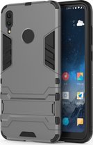 Huawei Y7 (2019) Hoesje - Mobigear - Armor Stand Serie - Hard Kunststof Backcover - Grijs - Hoesje Geschikt Voor Huawei Y7 (2019)