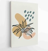 Botanical wall art vector set. Earth tone boho foliage line art drawing with abstract shape. 2 - Moderne schilderijen – Vertical – 1888031881 - 50*40 Vertical