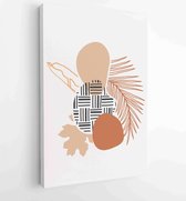 Botanical wall art vector set. Earth tone boho foliage line art drawing with abstract shape 3 - Moderne schilderijen – Vertical – 1887340201 - 50*40 Vertical