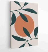 Botanical wall art vector set. Earth tone boho foliage line art drawing with abstract shape. 2 - Moderne schilderijen – Vertical – 1881805144 - 80*60 Vertical