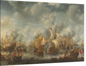 Slag bij Terheide, Jan Abrahamsz. Beerstraten - Foto op Canvas - 150 x 100 cm